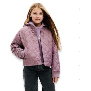 GAP Girl’s Bomber Jacket Recycled Quilted Puffer Jacket Dusty Lavender Coat